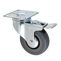 Опора колісна, сiра, 100 мм, з фiксатором, платформа