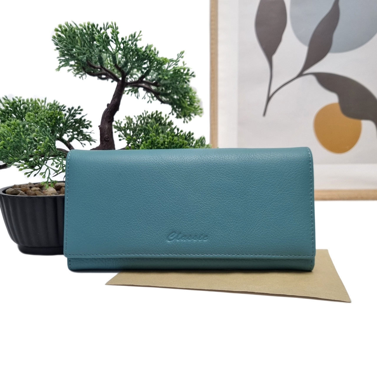 Великий гаманець шкіряний бірюзовий Арт.2202-05142E-26 l.blue GENUINE LEATHER (54)