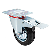 Опора колісна, чорна, 100 мм, з фiксатором, платформа