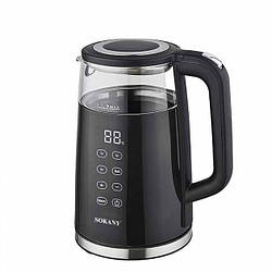 Чайник електричний 1,7 л 2200 Вт Sokany SK-09050 / Електрочайник для дому з дисплеєм