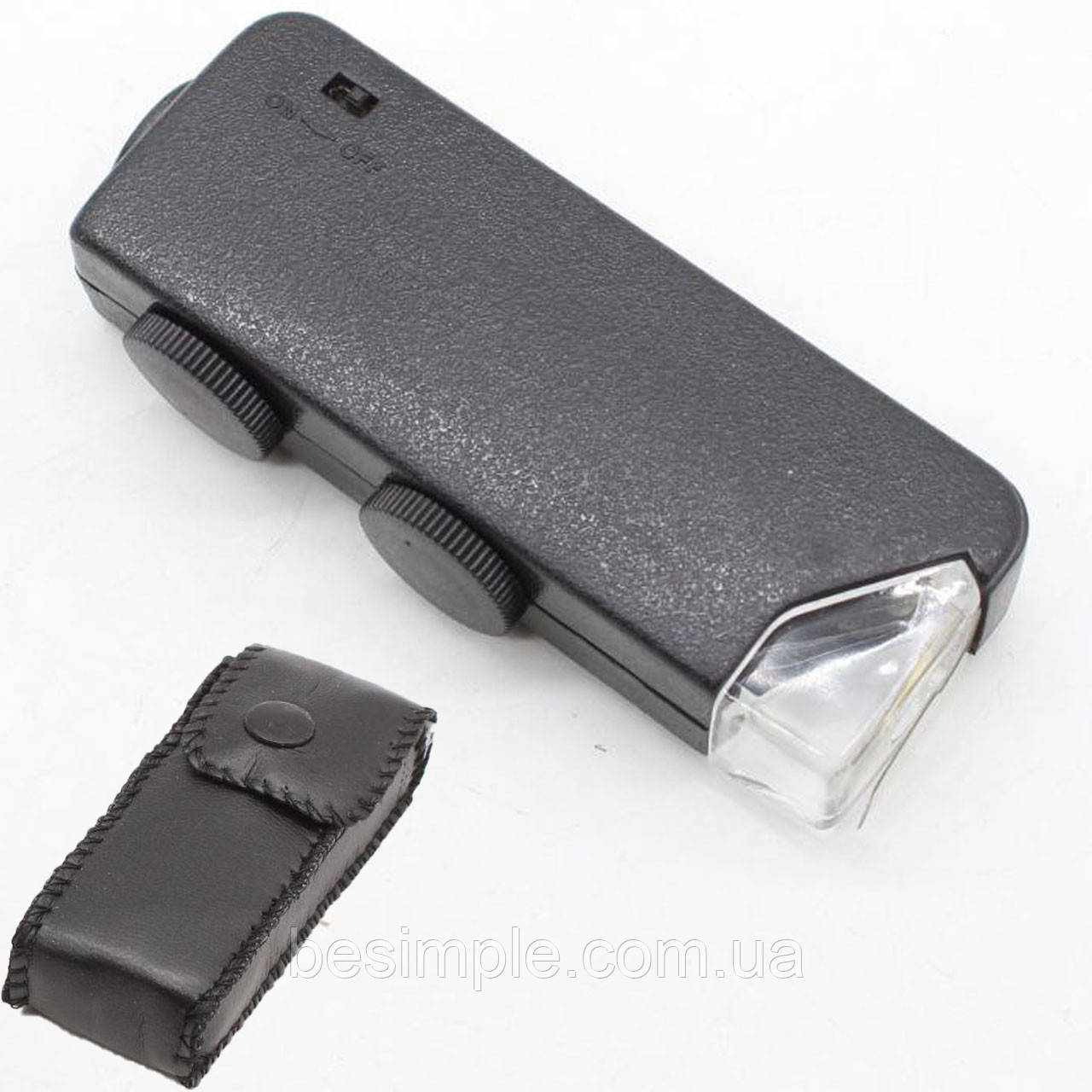 Мікроскоп кишеньковий з підсвічуванням 60-100х, від батарейок / Ювелірна лупа / Ручна лупа / Збільшувальне скло, фото 1