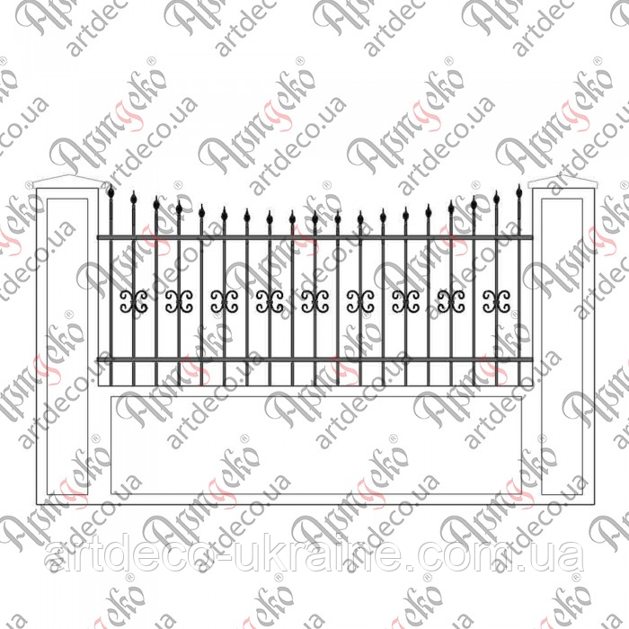 Кована огорожа, паркан 2500х1150 (КО-14) КОМПЛЕКТ ЕЛЕМЕНТІВ, фото 1