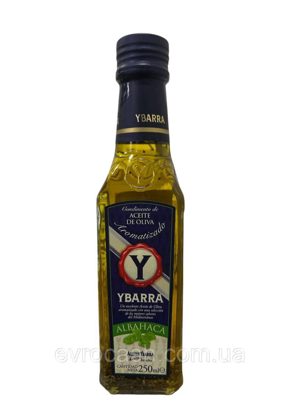 Олія оливкова Ybarra Extra Virgin Albahaca з базиліком 250 мл 6 шт ящ, фото 1