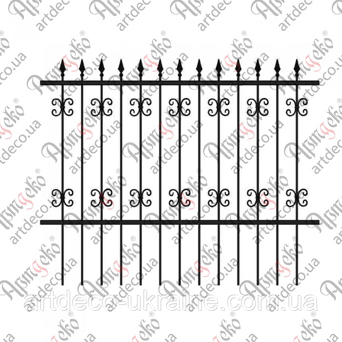 Кована огорожа, паркан 2000х1620 (КО-12) КОМПЛЕКТ ЕЛЕМЕНТІВ, фото 1