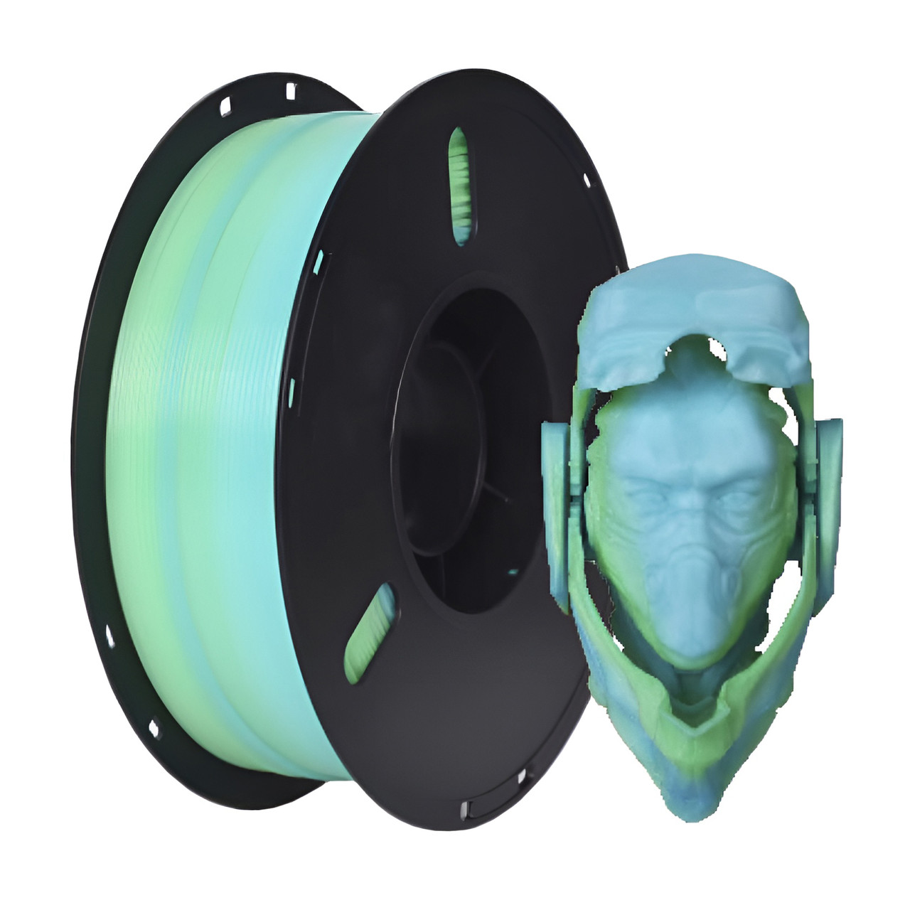 Пластикова нитка PLA, 1.75 мм, 1 кг, кришталево-веселковий синьо-зелений (Crystal Rainbow Blue-Green)