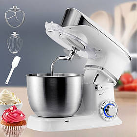 Кухонний тістоміс Hoffmans HM-8080 багатофункціональний з 3 насадками планетарний міксер 1200W Білий