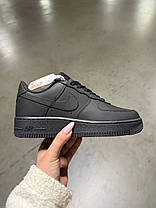 Жіночі кросівки Nike Air Force 1 Low Total Black кеди Найк Аїр Форс чорні шкіра весна літо осінь, фото 5