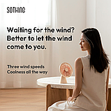 Міні-вентилятор настільний Sothing Forest Desktop Fan із вбудованим акумулятором (DSHJ-S-1907), Apricot White, фото 2