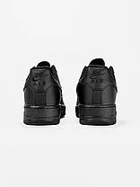Жіночі кросівки Nike Air Force 1 Low Total Black кеди Найк Аїр Форс чорні шкіра весна літо осінь, фото 4