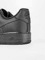 Жіночі кросівки Nike Air Force 1 Low Total Black кеди Найк Аїр Форс чорні шкіра весна літо осінь, фото 2