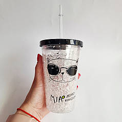 Стакан для напоїв з охолоджувальним гелем Котик №2, 450 мл