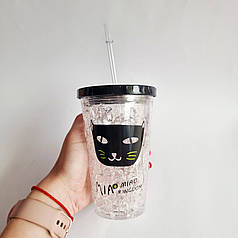 Стакан для напоїв з охолоджувальним гелем Котик №3, 450 мл