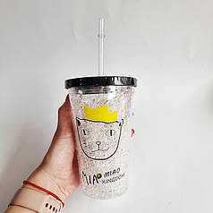 Стакан для напоїв з охолоджувальним гелем Котик №4, 450 мл