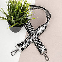 Ремінь для сумки текстильний 38 мм 4421 black чорний з візерунком