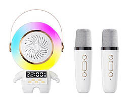 Дитяче караоке бездротова колонка нічник для дітей з двома мікрофонами Bluetooth підсвітка 2 блютуз мікрофона