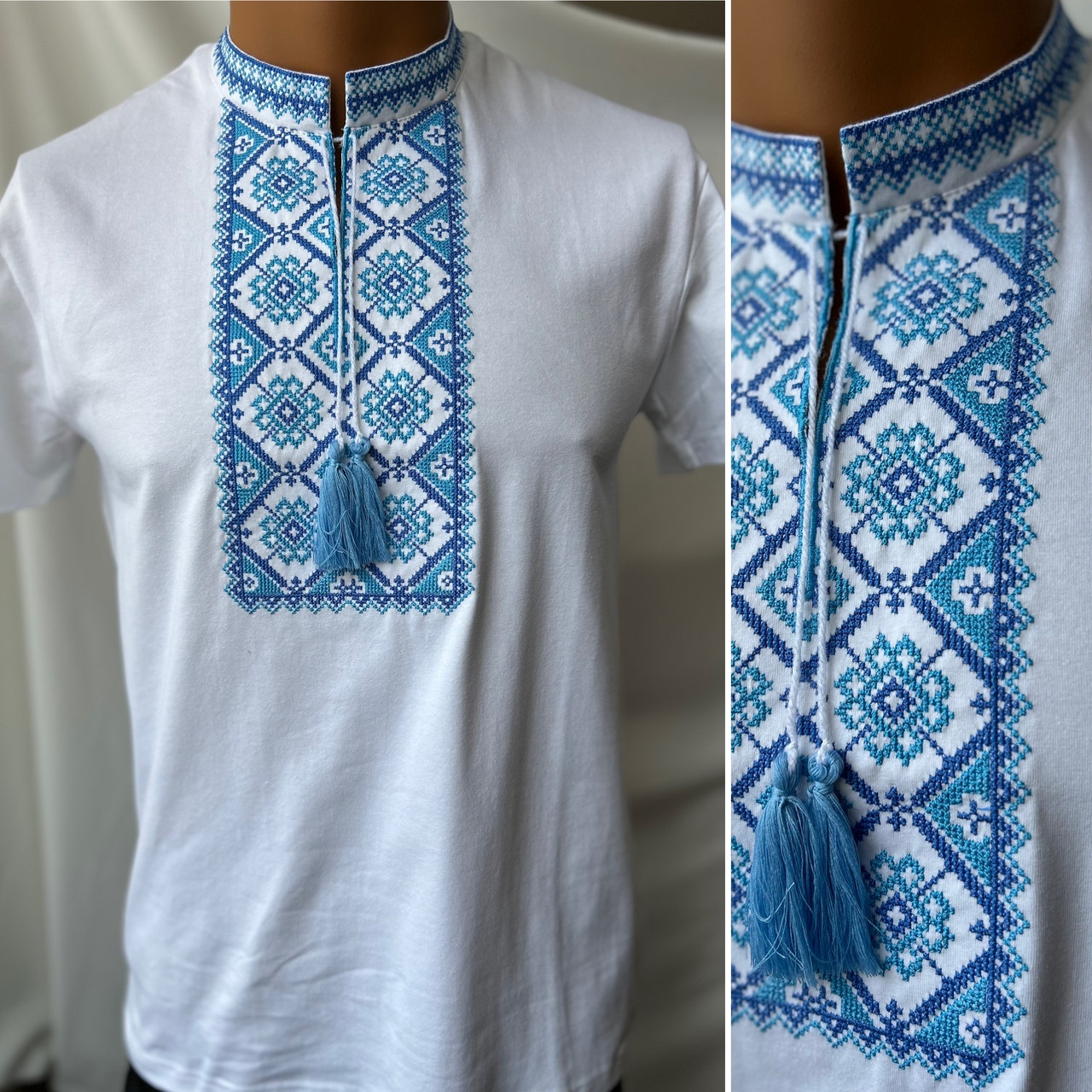 Футболка-вишиванка чоловіча "Француз" білий, фото 1