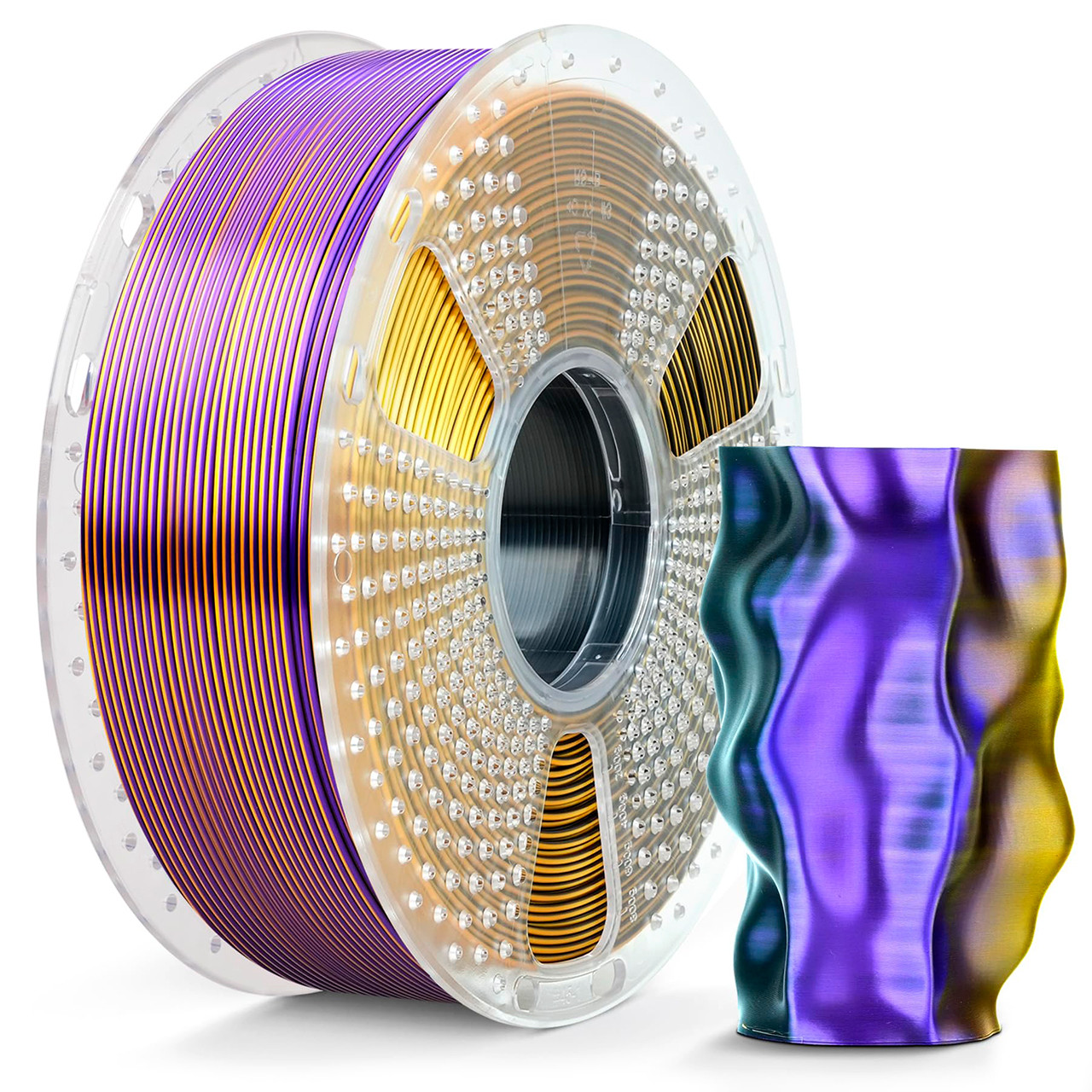 Пластик SUNLU Silk PLA+ Tri-Color Black Gold Purple, RS v3, 1.75мм, 1кг, 205-230°C, Чорний Золото Фіолетовий філамент для 3Д-друку, фото 1