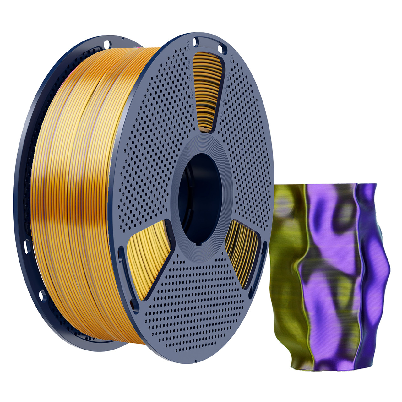 Пластик філамент SUNLU Silk PLA+ Tri-Color Black Gold Purple, Reusable Spool, 1kg
