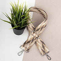 Ремінь для сумки текстильний 50 мм 4433 silver світло-коричневий з карабінами