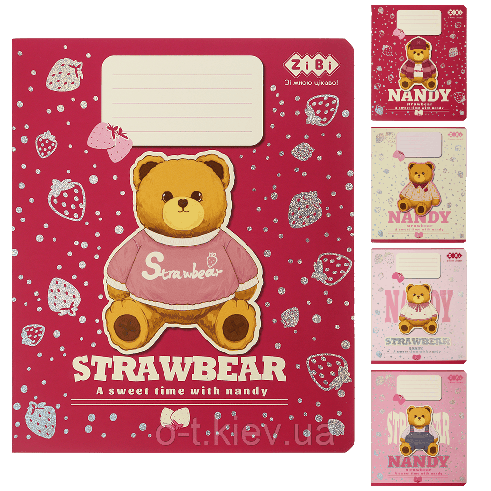 Зошит учнівський загальний BEAR, 48 арк., клітинка, 10 шт. ассорті (ZB25.1786K), фото 1