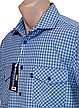 Чоловіча сорочка Brossard vk-0066 синя в клітинку класична бавовна з коротким рукавом, теніска натуральна, фото 7