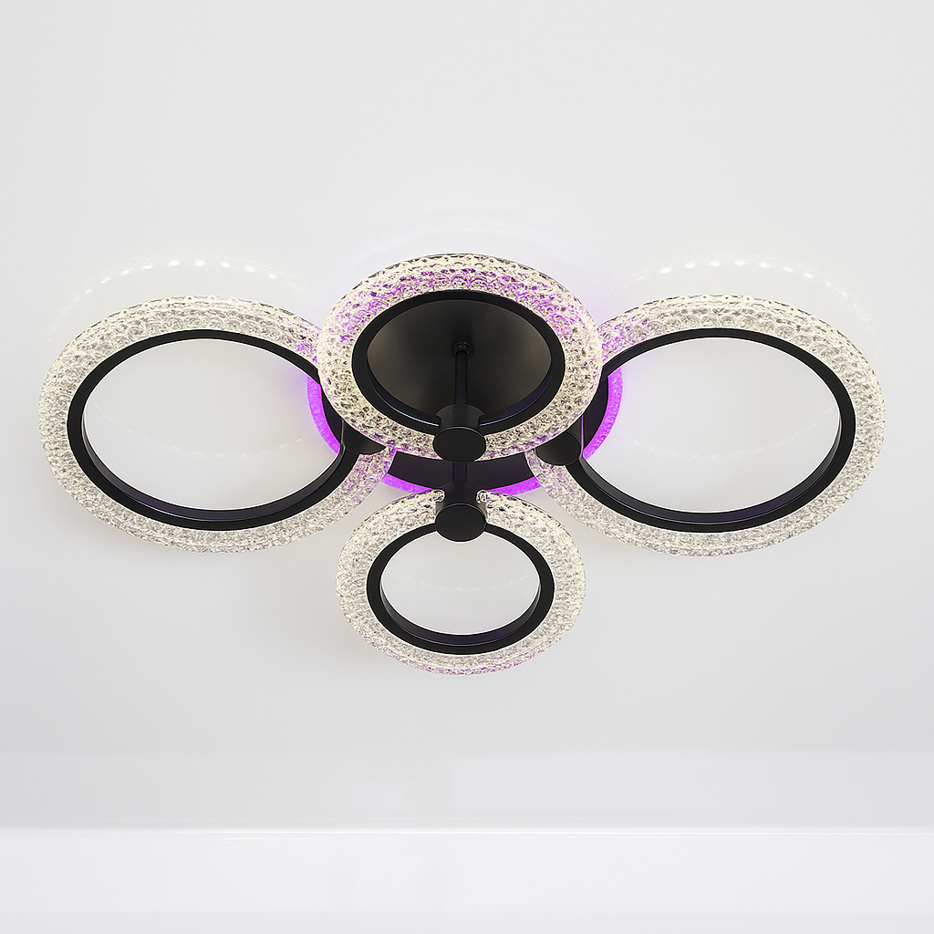 LED люстра з підсвічуванням SVET 88W до 18 м² колір Чорний SC-2104/2+2C BK PK/BU/PL, фото 1