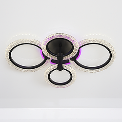 LED люстра з підсвічуванням SVET 88W до 18 кв.м колір Чорний SC-2104/2+2C BK PK/BU/PL