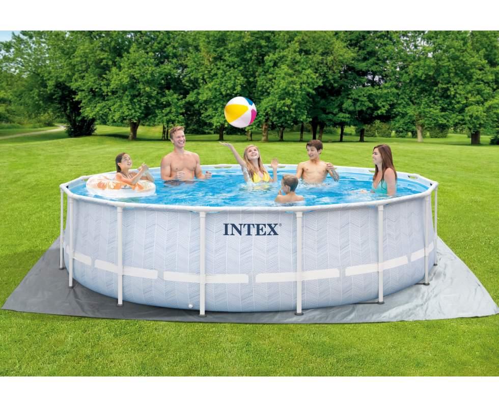 Каркасний басейн Intex 26746, 488 х 122 см (5 678 л/год, драбина, тент, підстилка) CHEVRON PRISM FRAME PREMIUM