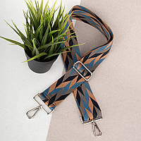 Ремінь для сумки текстильний 50 мм 5522 silver синьо-рудий широкий