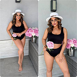 Купальник жіночий базовий ідеальний роздільний плавки висока талія ліф топ мікродайвінг пляжний батал OS