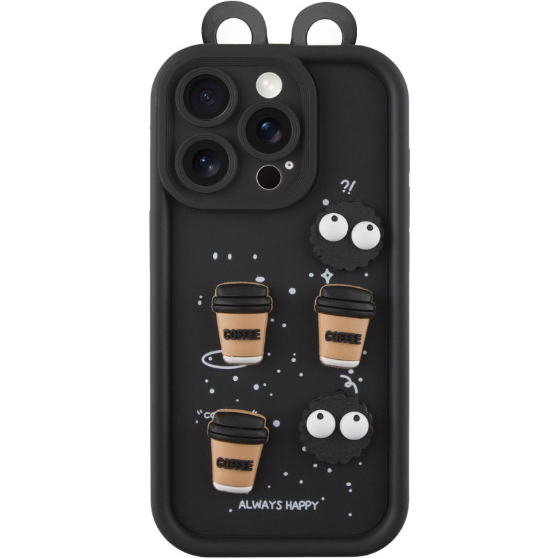 Силіконовий 3D чохол Toys Case with Ears для Apple iPhone 14 Pro (6.1") | з вушками Black, фото 1