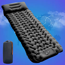 Килимок для кемпінгу з подушкою 190x56 см Надувний матрац туристичний Каремат з вбудованим насосом похідний