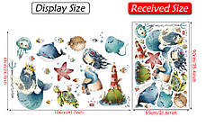 Наклейки у ванну Рибки Червоного моря Русалка Нептун (лист 60 х 90 см) Б57-13, фото 2