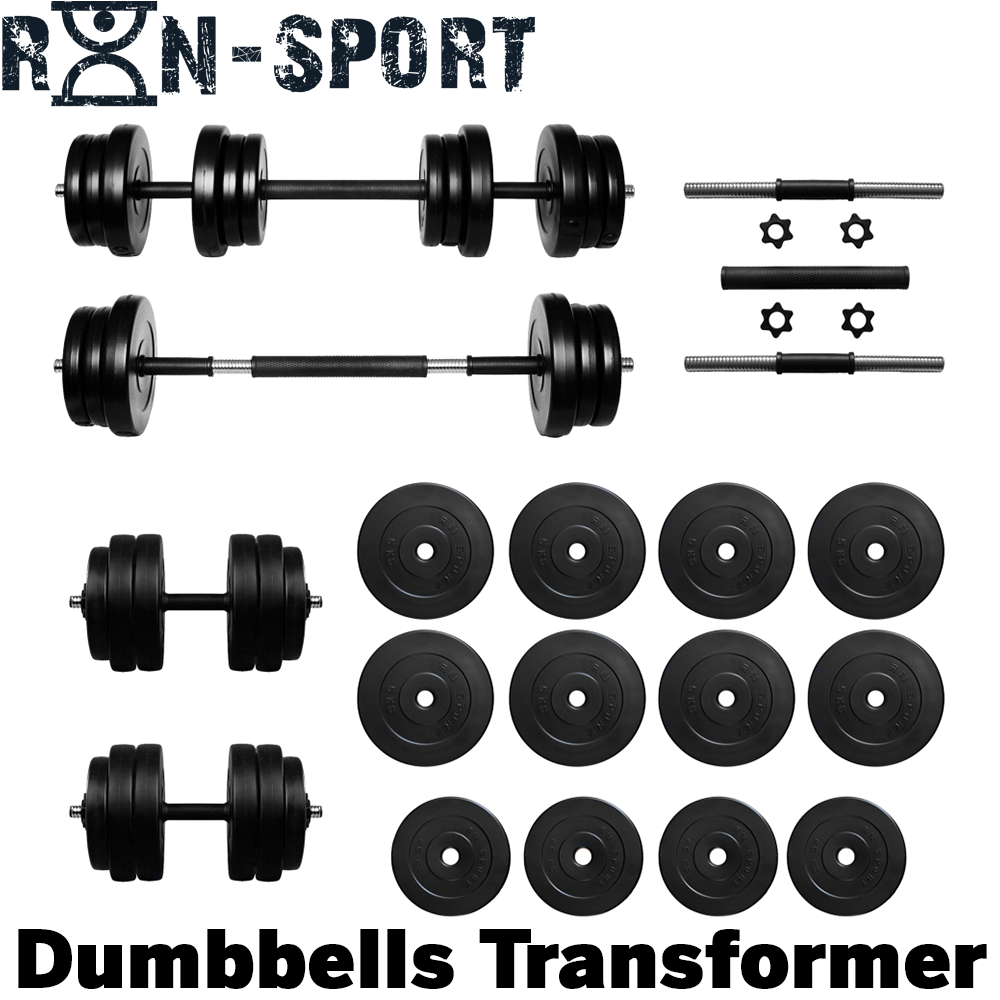 Набір штанга гантелі комплект набірний гантелі штанги композитні для дому RN Sport Dumbbells-Barbell 52 кг
