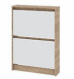 Вузька Тумба для взуття Сіті-160-2 Еверест Дуб сонома, Білий (70х16х96 см), фото 3