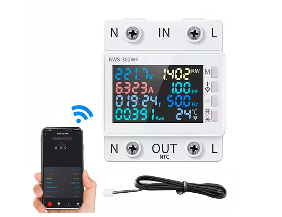 Ватметр KWS-302WF 220V 63A лічильник електроенергії з WIFI