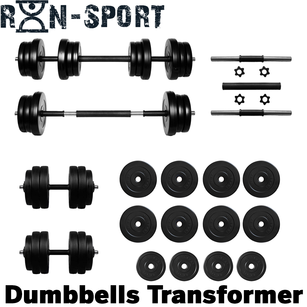Набір штанга гантелі комплект набірний гантелі штанги композитні для дому RN Sport Dumbbells-Barbell 26 кг