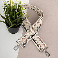 Текстильний ремінь для сумки 50 мм 5533 silver з карабінами бежевий