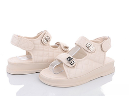 Дитячі літні босоніжки в бежевому кольорі для дівчинки