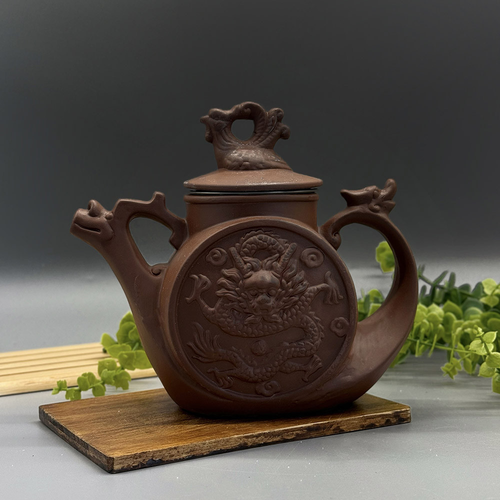 Чайник із червоної глини з металевим ситом - міць традиції та витонченість символу (700мл), фото 1