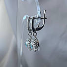 Срібні сережки-підвіски круглої форми з фіанітами "Морський Бриз", фото 2