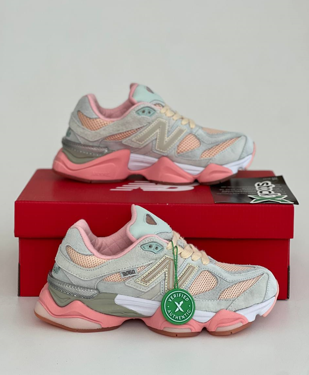 Жіночі кросівки New Balance 9060 Joe Freshgoods Inside Voices Grey Pink Нью Беланс сіро-рожеві замшеві круті красиві модні