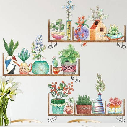 Вінілові наклейки 15 вазонів (лист 60 х 90 см) Б179-13, фото 1