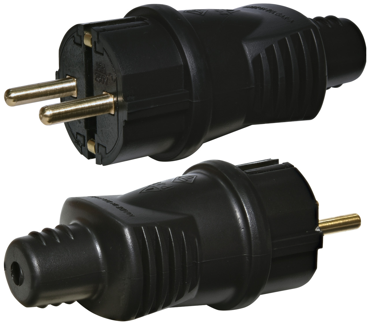 Вилка пряма із заземленням каучук 16A 250V IP44 ETI PKB-ST 4481002 розбірна електрична (2P+PE Schuko), фото 1