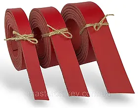 Смуга ремінна з натуральної шкіри ВРХ з лицьовим покриттям колір червоний РОЗМІР НА ВИБІР