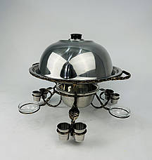 Садж для подачі (підігріву) шашлику 36 див. з соусницами і чарками + кришка, посилений, фото 3