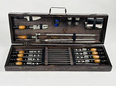 Набір шампурів в дерев'яному кейсі СКІФ