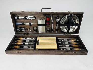 Набір шампурів в дерев'яному кейсі МАКСІ