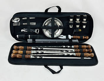 Набір шампурів і посуду для пікніка 2в1