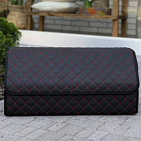 Органайзер у багажник, 65 см, чорний з червоною ниткою, гладка шкіра, автомобільний органайзер